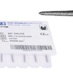 Fraises diamantées pour turbine modèle 879K torpille longue avec biseau partie active 10 mm